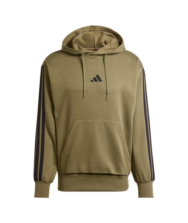 Sudadera adidas 3Bandas Fl Hd Hombre Verde Oscuro/Negro