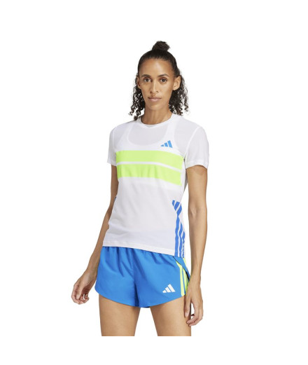 Camiseta de Running adidas Adizero R Mulher Branco 2