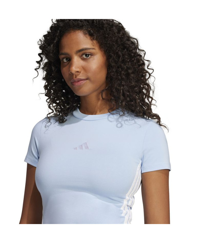 Camiseta adidas 3 Bandas Sj Baby Mujer Azul/Blanco