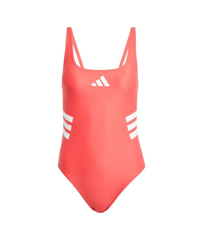 Bañador De Natación adidas 3Bandas Uback Suit Mujer Rojo