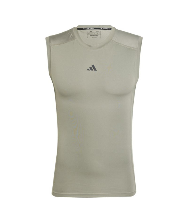 Camiseta De Fitness Adidas Techfit Compression Training Sleeveless Homem Cinza