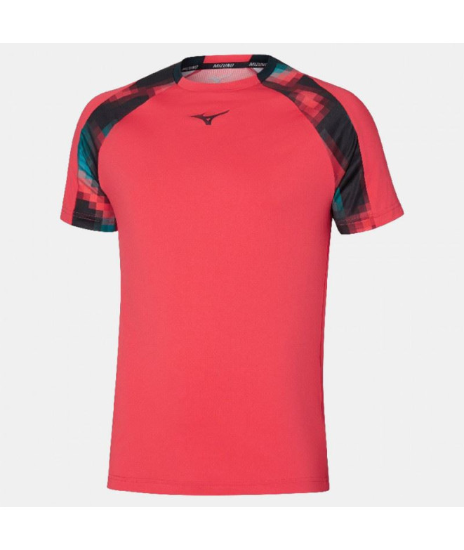 Camiseta De Tenis Mizuno Frontier Shadow Tee Hombre Rojo