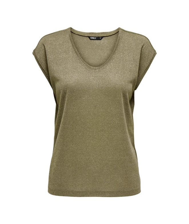 Camiseta Only Onlsilvery S/S V Neck Lurex Noos Falcon Detail:Tone I Mujer