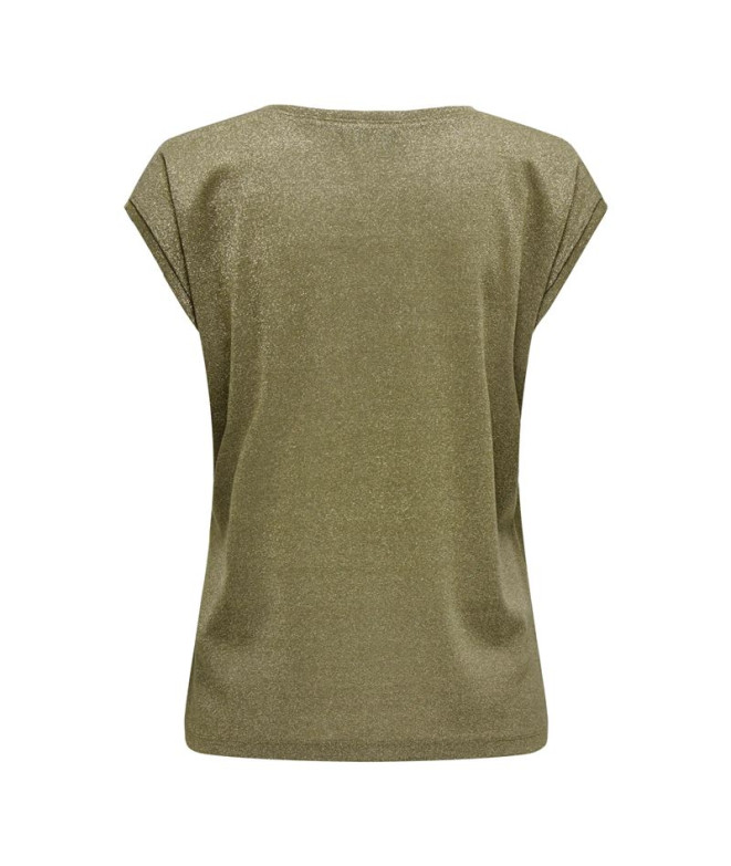 Camiseta Only Onlsilvery S/S V Neck Lurex Noos...