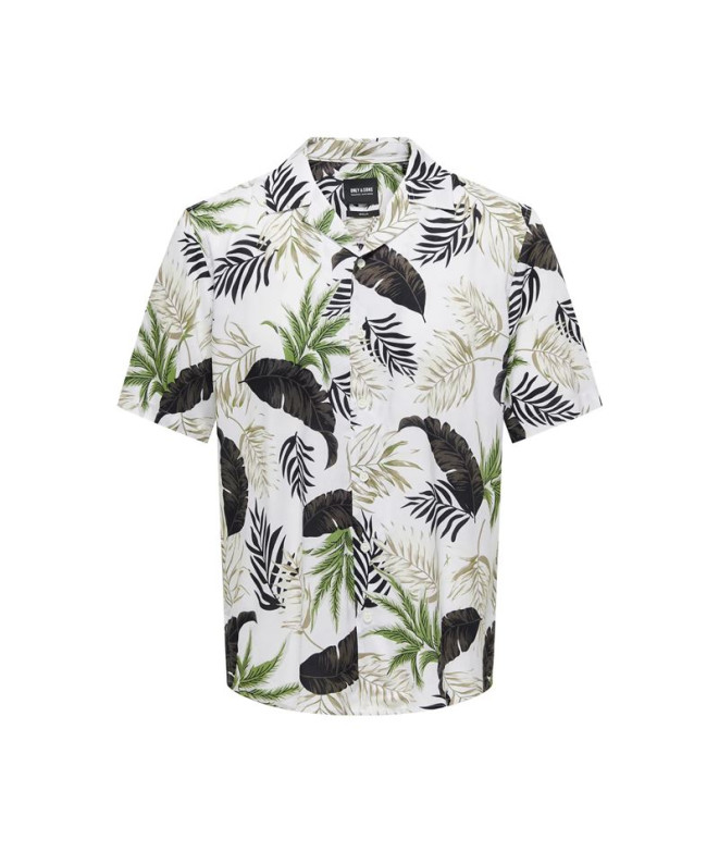 Camisa Only & Sons Onswayne Life Aop Ss Viscose Noos Antique White Hombre