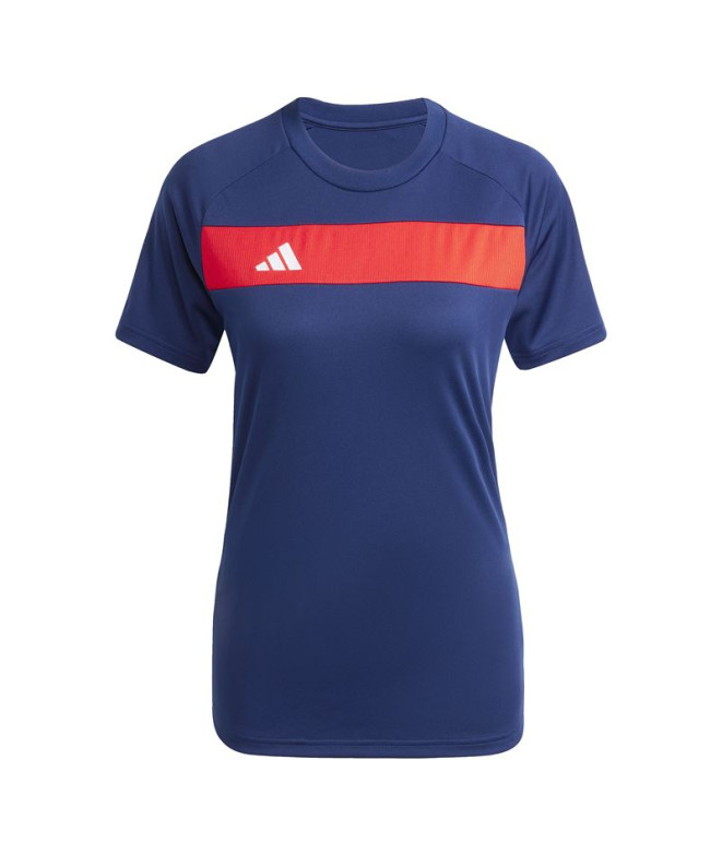Camiseta de Futebol adidas Tiro Es Mulher Azul Marinho/Vermelho