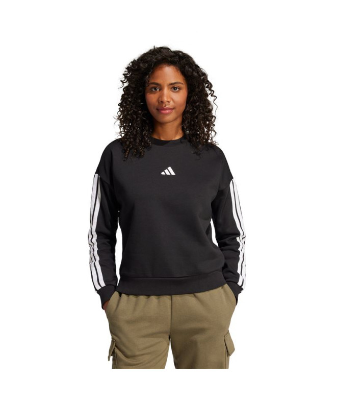 Sudadera adidas 3Bandas Fl Swt Mujer Negro/Blanco