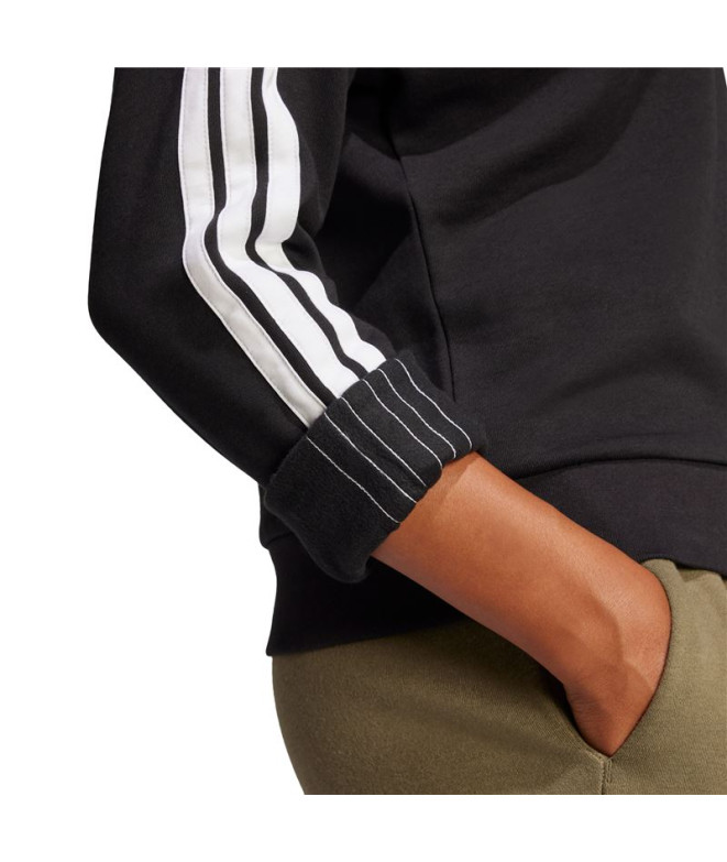 Sudadera adidas 3Bandas Fl Swt Mujer Negro/Blanco