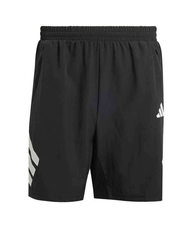 Pantalons de Fitness adidas Gym+ 3 Bandes Short Homme Noir/Blanc