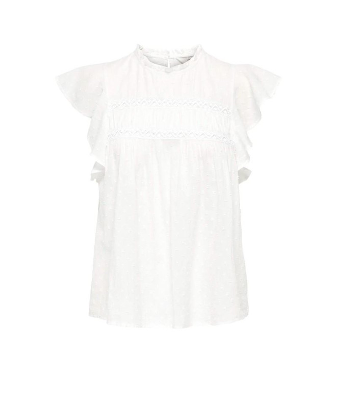 T-shirt Only Onlkatti S/S Dobby Haut Wvn Noos Femme Cloud Dancer