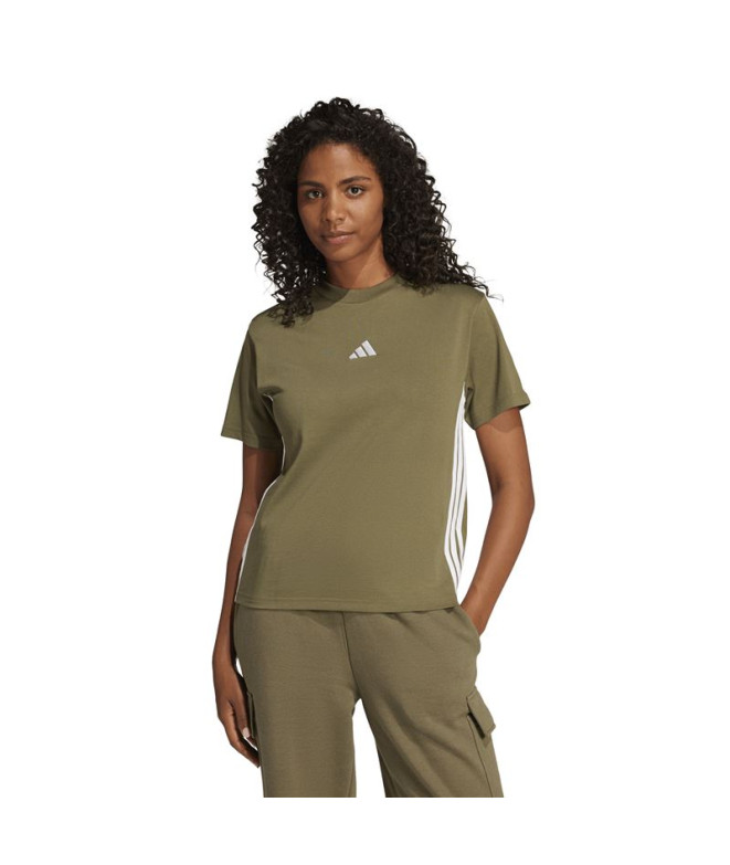 T-shirt adidas 3Bandas Sj Femme Vert Foncé/Blanc