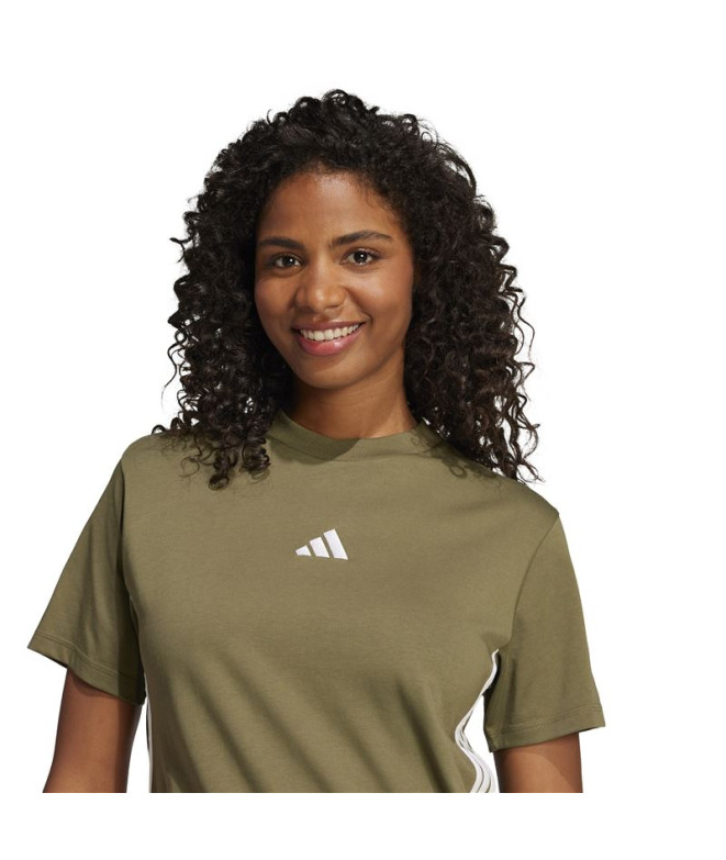T-shirt adidas 3Bandas Sj Femme Vert Foncé/Blanc
