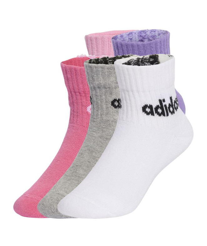 Meias adidas Kids Lin Ank 5P Infantil Rosa