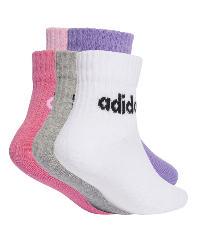 Meias adidas Kids Lin Ank 5P Infantil Rosa