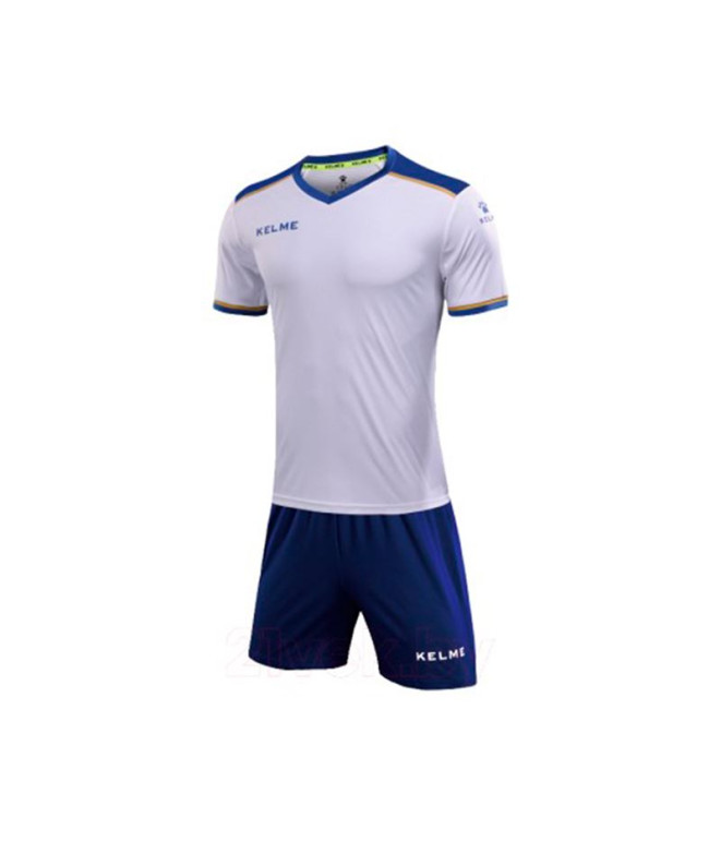 Conjunto de Fútbol Kelme Set S/S Segovia Infantil Blanco-Azul Royal