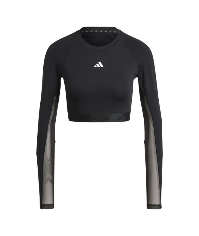 T-shirt de Fitness adidas Essentials Hyglm Cro Ls Femme Noir