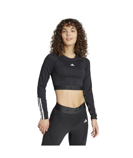 T-shirt de Fitness adidas Essentials Hyglm Cro Ls Femme Noir 2