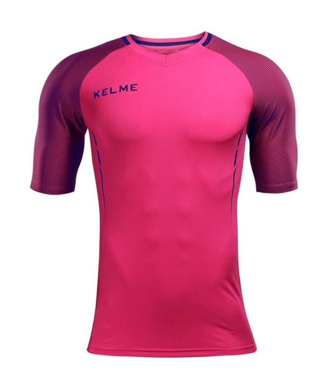 Camiseta de Fútbol Kelme s S/S Montes Infantil Rosa Neon-Azul Oscuro