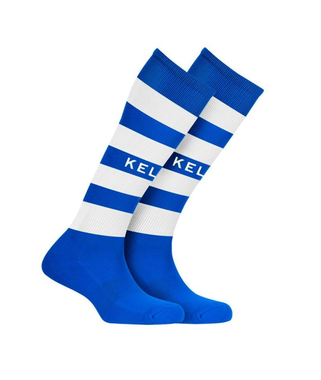 Medias de Fútbol Kelme Long Sock Gol Royal y Blanco