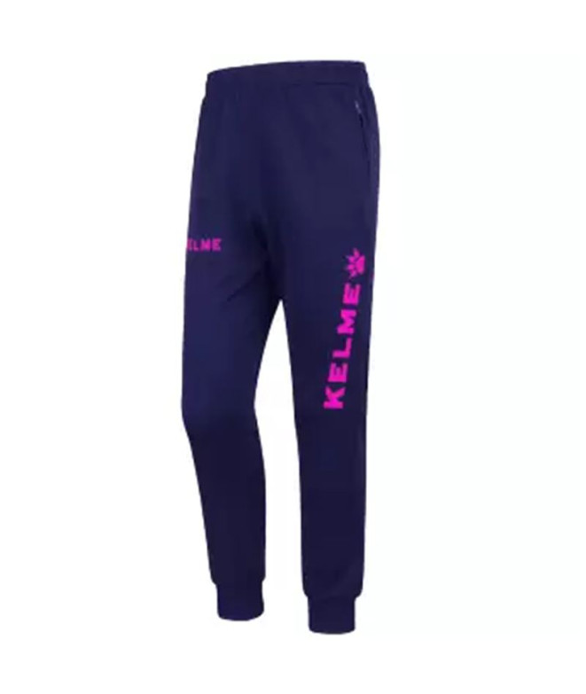 Calça de Futebol Kelme Long Pant Global Infantil Azul Escuro/Rosa Neon