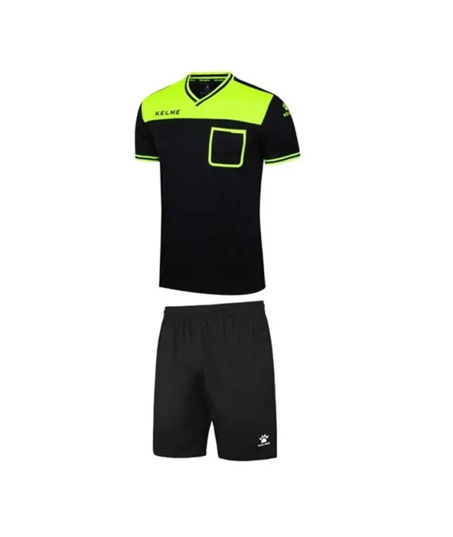 Conjunto de Futebol Kelme Set S/S Árbitro Homem Negro-Lima
