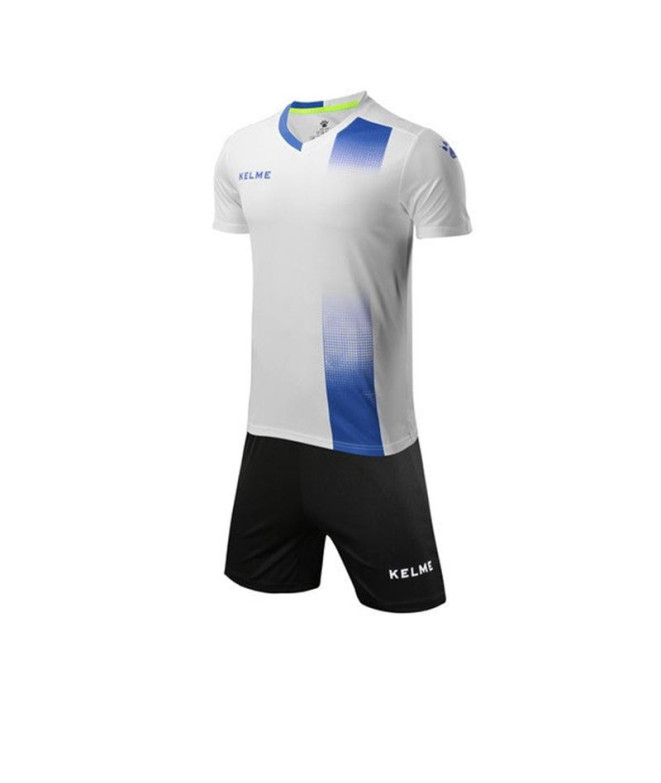 Conjunto de Futebol Kelme Set S/S Alicante Infantil Branco-Azul Royal
