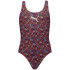 Fato de banho Puma Swim Girls Printed Swimsuit 1P Infantil Multicolor
