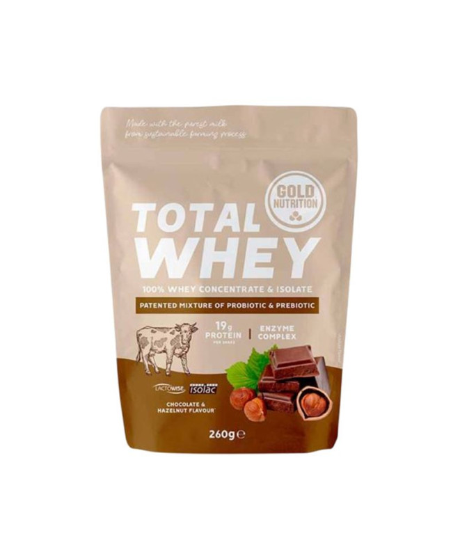 Protéine Gold Nutrition Total Whey Chocolat-Noisette - 260 G