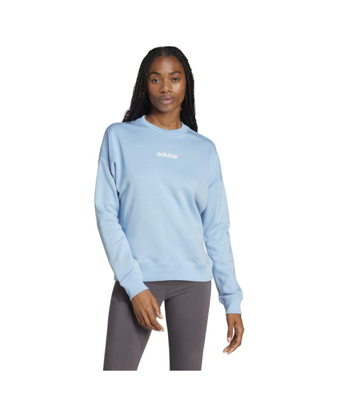 Sweat adidas Lin French Terry Swt Femme Bleu/Blanc