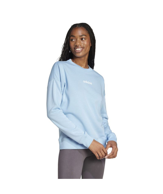 Sweat adidas Lin French Terry Swt Femme Bleu/Blanc