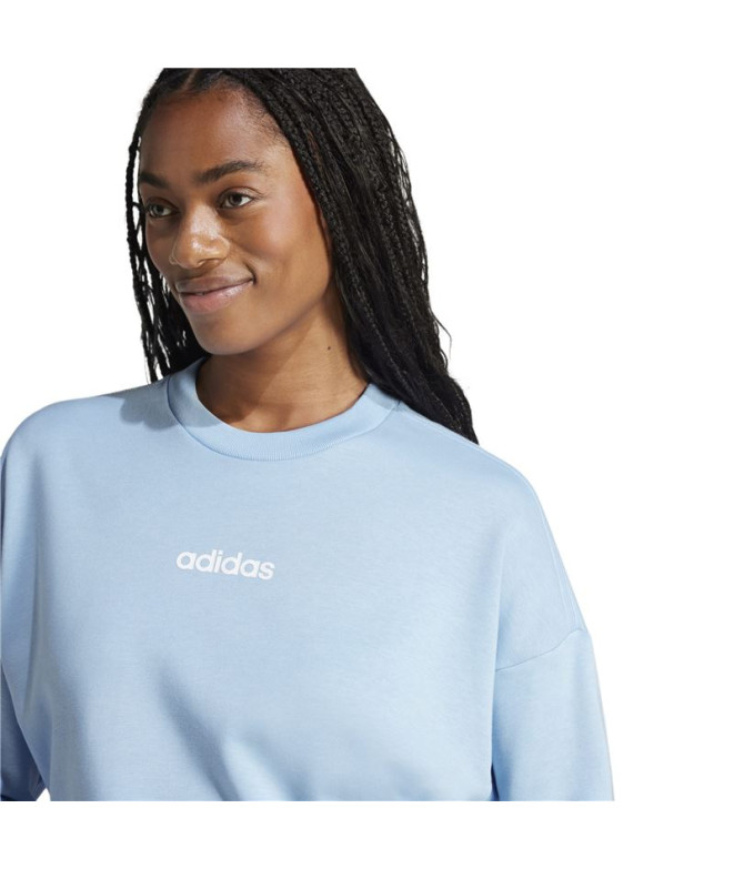 Sweat adidas Lin French Terry Swt Femme Bleu/Blanc