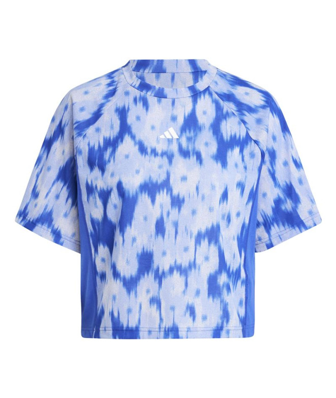 Camiseta de Fitness adidas Train Essentials Aop Flower Tie-Dye Mujer Azul