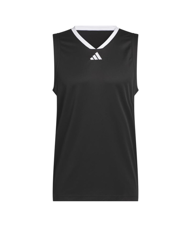 Camiseta de Baloncesto adidas 3-Stripes Tank Hombre Negro/Blanco