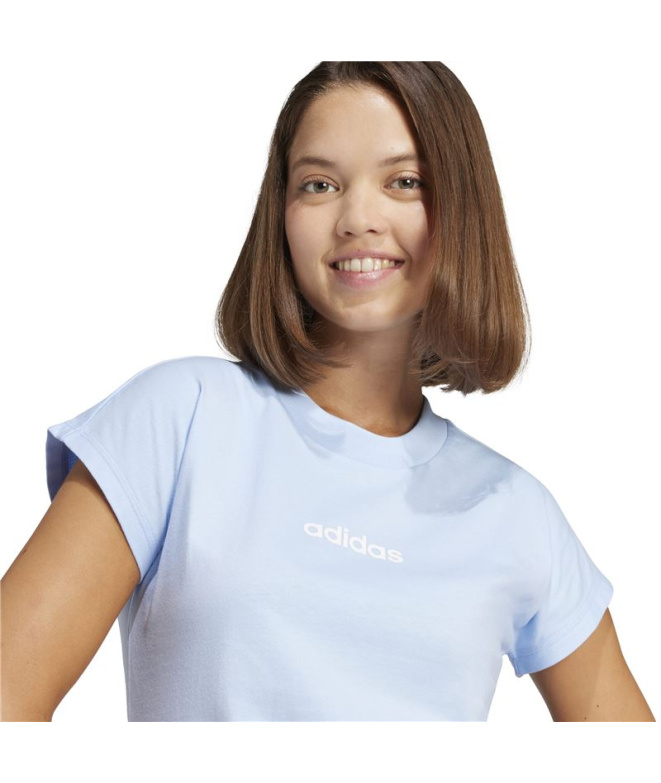 Camiseta adidas Linear Sj Mujer Azul/Blanco