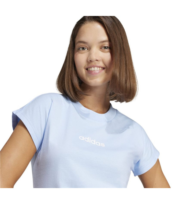 T-shirt adidas Lin Sj Femme Bleu/Blanc