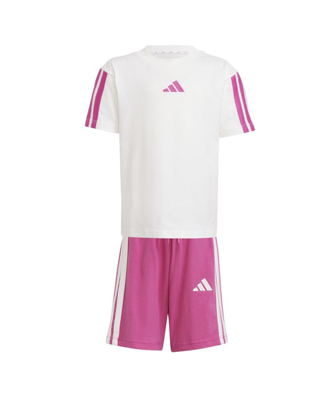 Ensemble adidas Lk 3Bandas T-Set 160 Enfant Blanc/Fuchsia