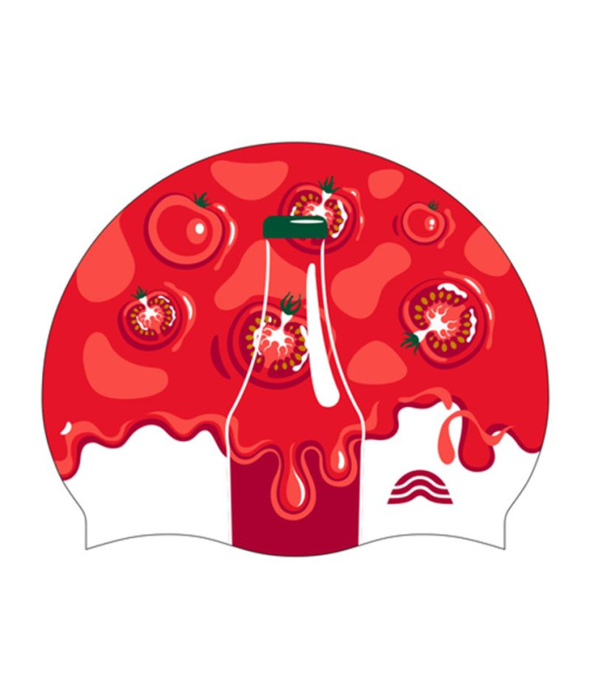 Bonnet de Natation Aquarapida Cuffia Tomates Rouge Blanc