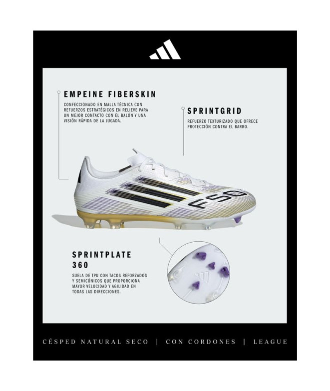 Botas de fútbol adidas F50 League Fg/Mg Blanco/Oro