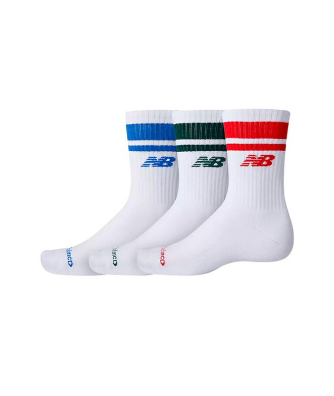 Chaussettes New Balance Everyday Stripe Midcalf 3 Pack Blanc Wt
