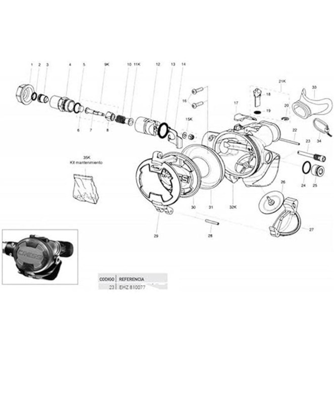 Fermeture Sécurité Couvercle Cressi Ellipse-Ellipse Balanced-Mter