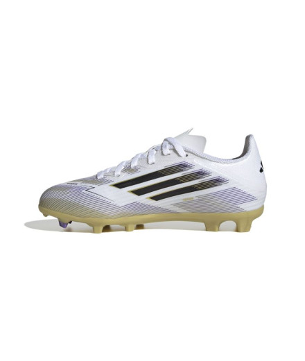 Bottes de football adidas F50 League Fg/Mg Enfant Blanc/Or 2