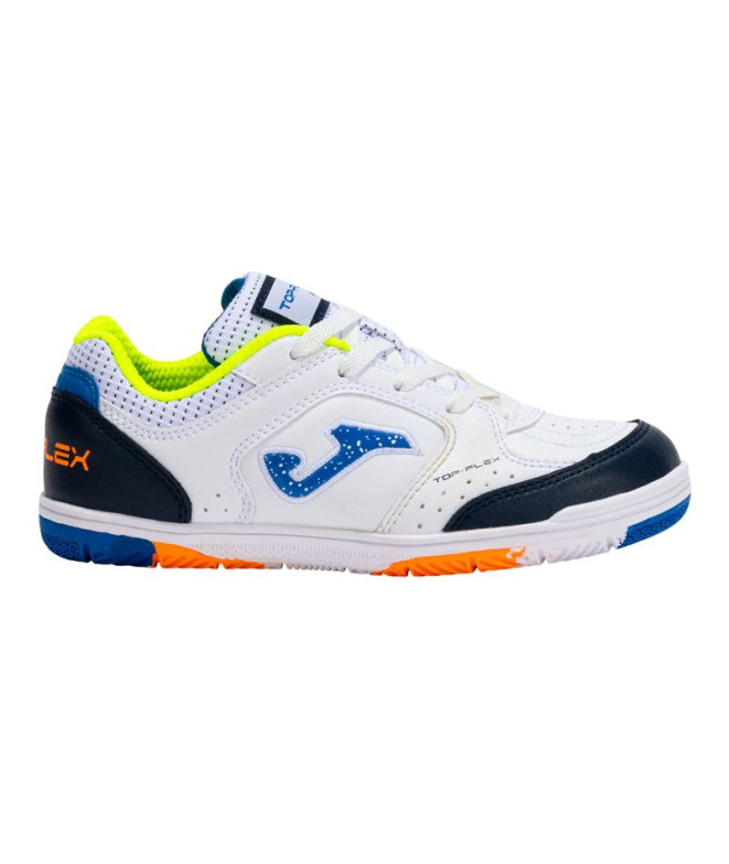 Zapatillas de fútbol Sala Joma Top Flex 2502 Blanco Indoor Infantil