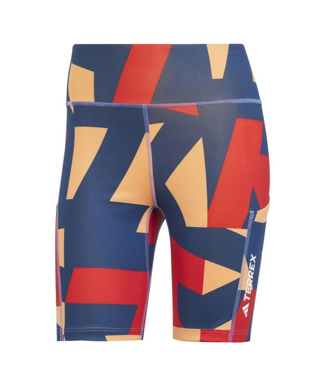 Pantalones de Montaña adidas Wmt 8In Aop Mujer Naranja Semi Impacto / Rubí Puro / Rubí Puro / Azul Semi Cobalto