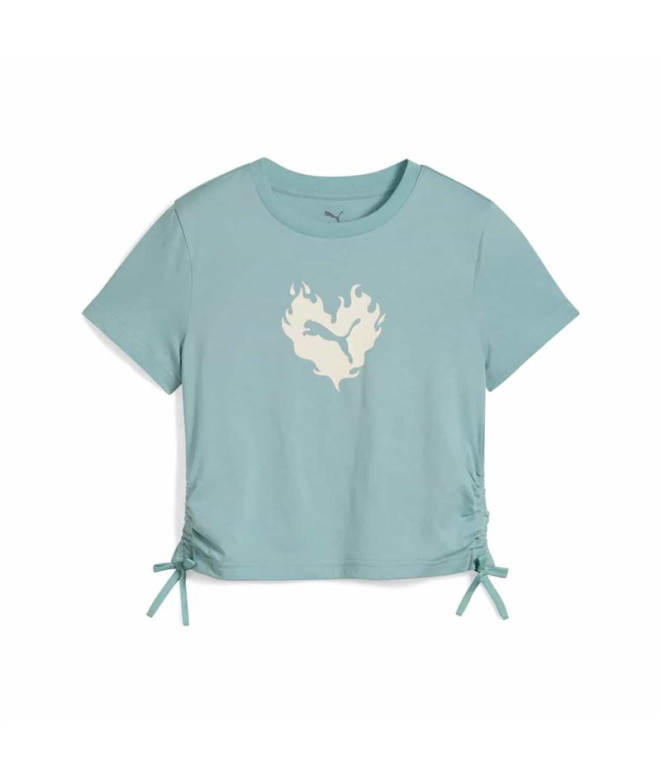 Camiseta Puma Flaming Love Knotted, Modern Mint, Menina