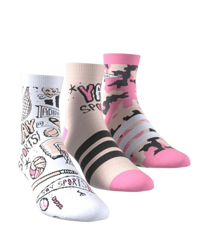 Meias adidas Doodle 3Pp So Infantil Marrom