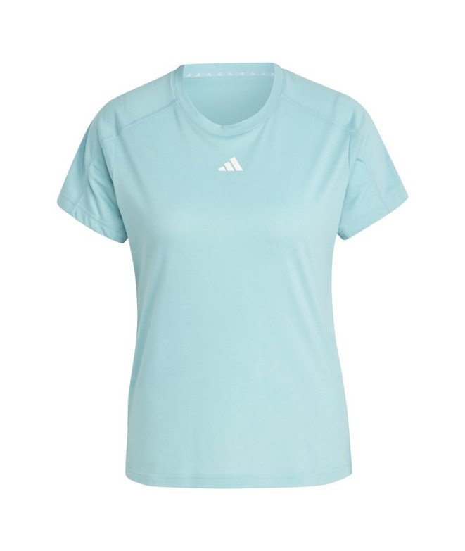 Camiseta adidas Aeroready Train Essentials Minimal Branding Crew Neck Mujer Azul