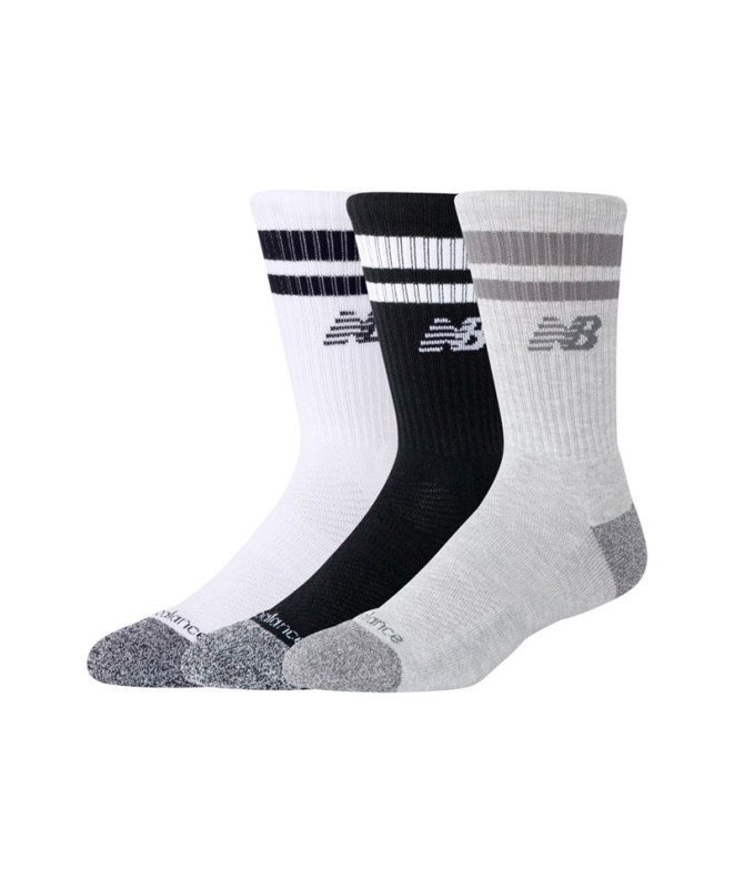 Meias New Balance Estilo de Vida Ativo Listrado Crew 3 Pack