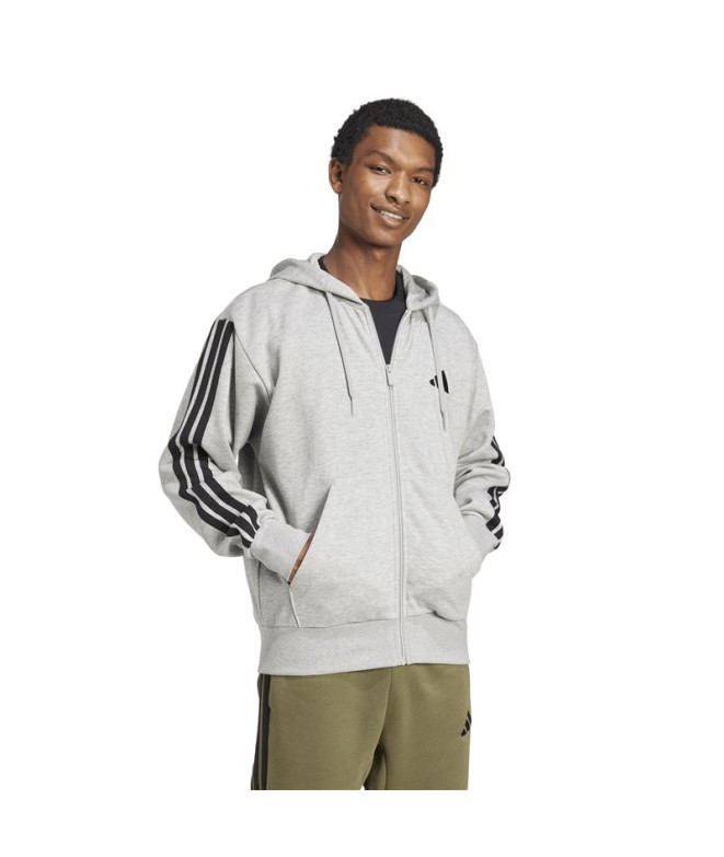 Moletom adidas 3 Bandas Fl Fz Hd Homem Cinza/Preto