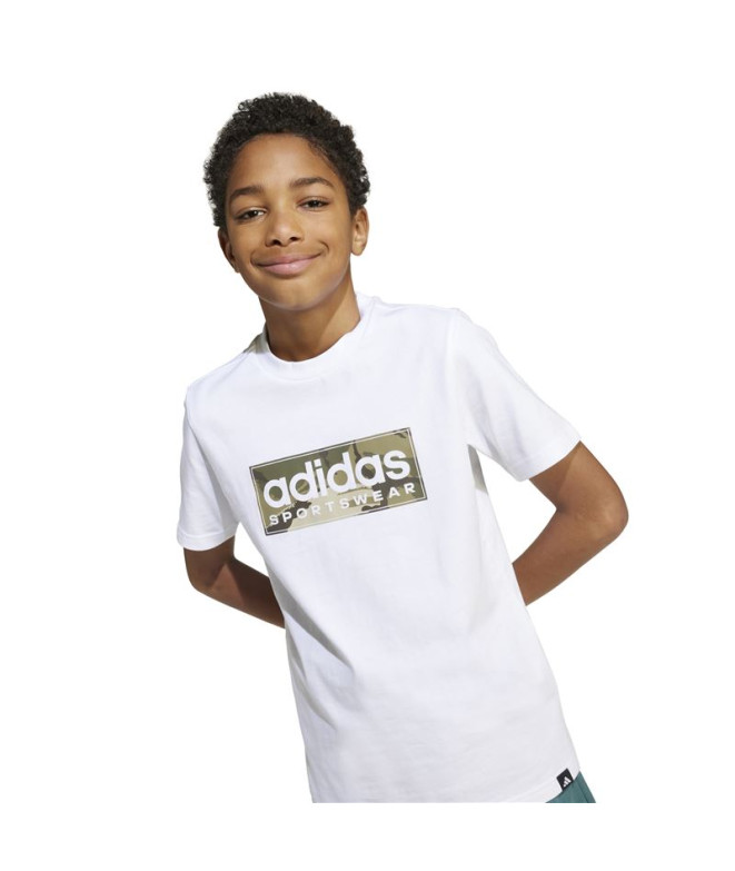 Camiseta adidas Camo Lin Menino Branco