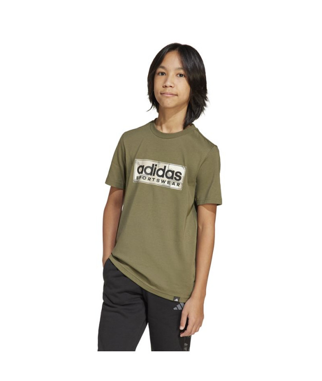 Camiseta adidas Camo Lin Menino Verde Escuro